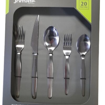 CUTLERY SET WITH CASE 20 PIECES LISO M3 STEAK  ( 4 STEAK KNIFE + 4 TABLE SPOON + 4 TABLE FORK + 4 DESSERT SPOON+ 4 DESSERT FORK ) - Made in Portugal
