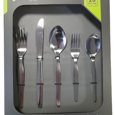 CUTLERY SET WITH CASE 20 PIECES LISO M3  ( 4 TABLE KNIFE + 4 TABLE SPOON + 4 TABLE FORK + 4 DESSERT SPOON+ 4 DESSERT FORK ) - Made in Portugal