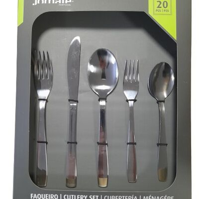 CUTLERY SET WITH CASE 20 PIECES HOTEL M3  ( 4 TABLE KNIFE + 4 TABLE SPOON + 4 TABLE FORK + 4 DESSERT SPOON+ 4 DESSERT FORK ) - Made in Portugal