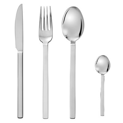 CUTLERY SET WITH CASE 24 PIECES S/S LINEA  ( 6 KNIFE + 6 SPOON + 6 FORK + 6 TEA SPOON ) - Made in Portugal