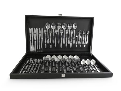 SET  48 PIEÇES HOTEL WITH CASE ( 6 TABLE KNIFE + 6 TABLE FORKE + 6 TABLE SPOON + 6 DESSERT SPOON + 6 DESSERT FORK + 6 DESSERT KNIFE + 6 TEA SPOON + 6 COFFEE SPOON ) - Made in Portugal