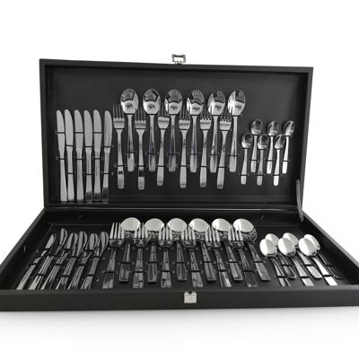 SET  48 PIEÇES HOTEL WITH CASE ( 6 TABLE KNIFE + 6 TABLE FORKE + 6 TABLE SPOON + 6 DESSERT SPOON + 6 DESSERT FORK + 6 DESSERT KNIFE + 6 TEA SPOON + 6 COFFEE SPOON ) - Made in Portugal