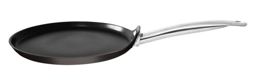 Black  CREPE PAN 24 CM WITH S/S CABLE -INDUCTION