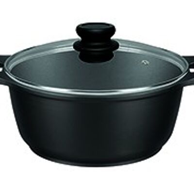 CASSEROLE AVEC COUVERCLE EN VERRE BIO FOOD 24 CM - INDUCTION