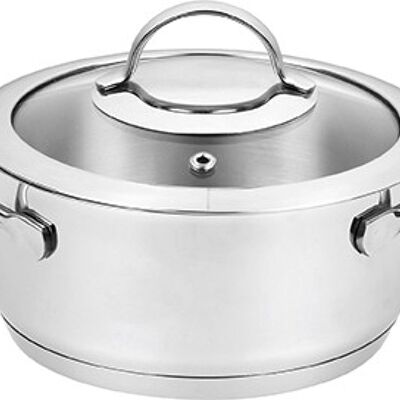 S/S CASSEROLE INDUCTION MAGNA  2,5 Lt - 20 CM WITH GLASS LID