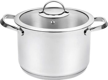 CASSEROLE INOX INDUCTION MAGNA 6,7 Lt - 20 CM AVEC COUVERCLE EN VERRE