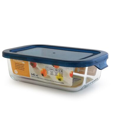 MULTIPURPOSE CONTAINER BOROSILICATE GLASS -20º+400º   RECTANGULAR  640 ML - PRATIC ( FRIDGE, FREEZER, OVEN & MICROWAVE  )