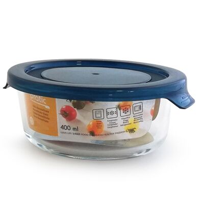 ENVASE MULTIUSOS VIDRIO BOROSILICATO -20º+400º REDONDO 400 ML - PRATIC ( NEVERA, CONGELADOR, HORNO Y MICROONDAS )