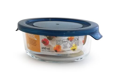 MULTIPURPOSE CONTAINER BOROSILICATE GLASS -20º+400º   650 ML - PRATIC ( FRIDGE, FREEZER, OVEN & MICROWAVE  )