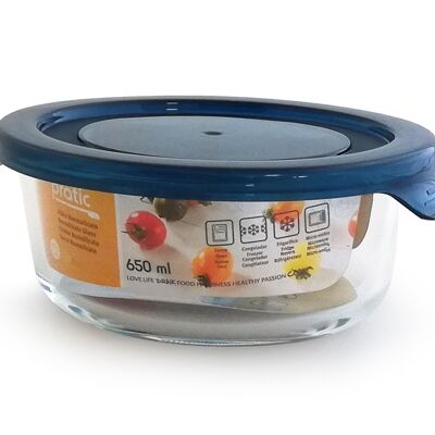 CONTENITORE MULTIUSO IN VETRO BOROSILICATO -20º+400º 650 ML - PRATICO (FRIGO, FREEZER, FORNO E MICROONDE)