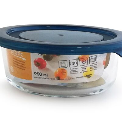 MULTIPURPOSE CONTAINER BOROSILICATE GLASS -20º+400º   950 ML - PRATIC ( FRIDGE, FREEZER, OVEN & MICROWAVE  )