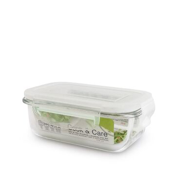 CONTENITORE ERMETICO MULTIUSO VETRO BOROSILICATO -20º+400º RETTANGOLARE 370 ML - COOK&CARE (FRIGO, FREEZER, FORNO E MICROONDE)