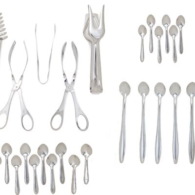 SET 29 PIECES S/S ( SET 24 SPOON BASIC (12X COFFEE+6 TEA+6BIG + SPAGHETTI TONG  + SERVING TONG + ICE TONG + CAKE TONG + SALAD TONG )