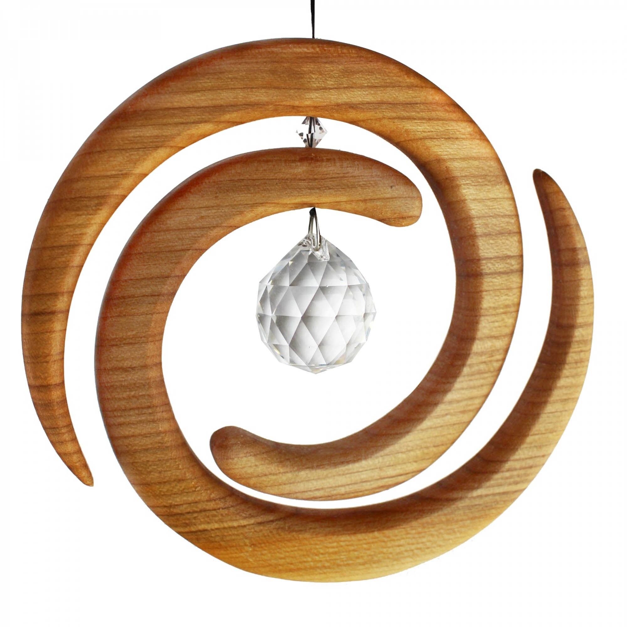 Wooden helix sun catcher with crystal hanging