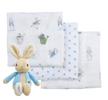 Coffret cadeau doudou et mousseline Pierre Lapin Original 2