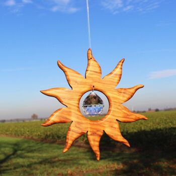 Décoration de fenêtre en bois, soleil avec boule de cristal 2