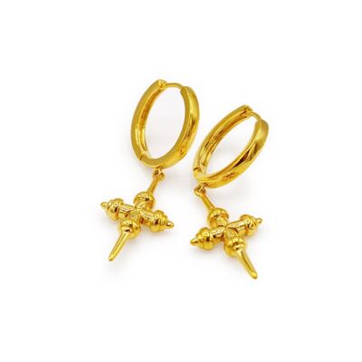 CROSS EARRING GOLD - CORAZUL "GODDESS"