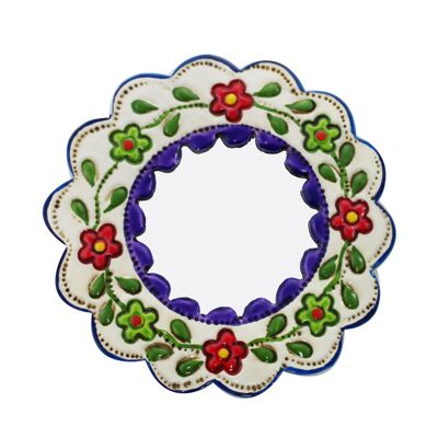 Specchio decorativo da parete piccolo viola e bianco - rotondo