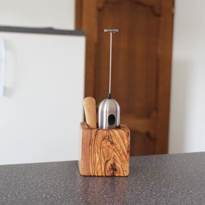 Small utensil holder made of olive wood