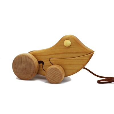 Pull-along animal frog Emil made of wood