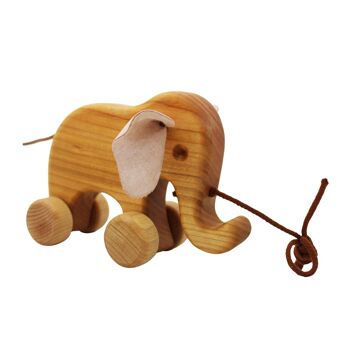 Éléphant animal à tirer Bruno en bois 1