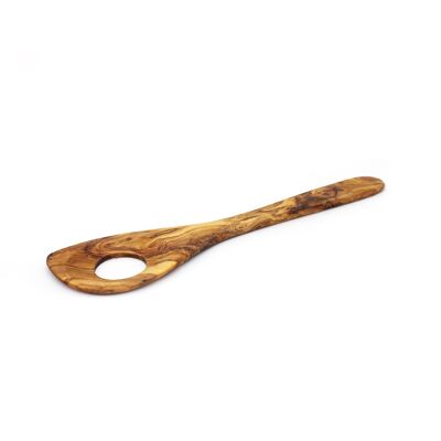 Wooden mixing spoon, pointed with a hole