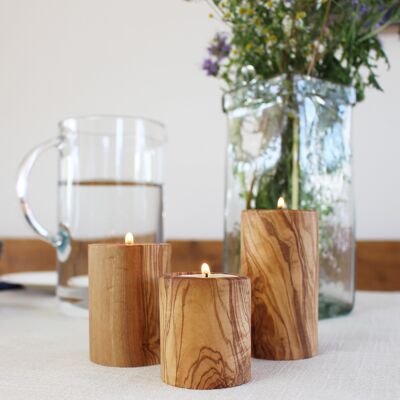 Tealight holder made of wood in a set of 3