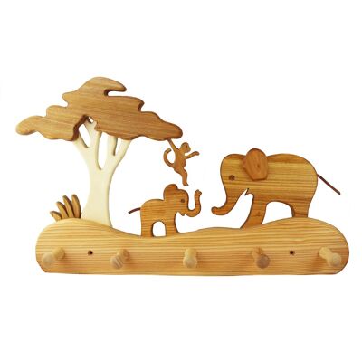 Children's wardrobe made of wood, elephants