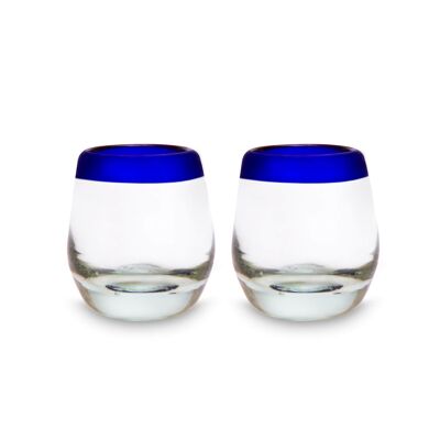 Mexican shot glasses 2cl, set of 2 clear blue