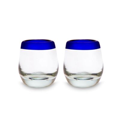 Verres à liqueur mexicains 2cl, lot de 2 bleu clair