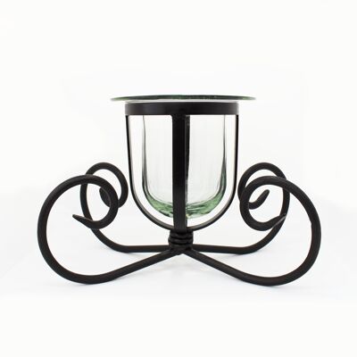 Wind light, candle holder made of glass and iron, vase