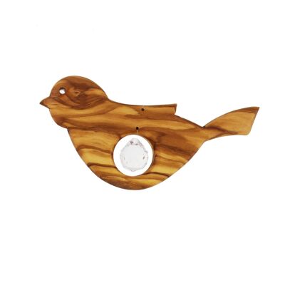 Wooden bird window decoration with lead crystal