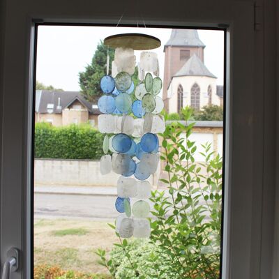Wind chimes, shell mobile blue-turquoise-natural