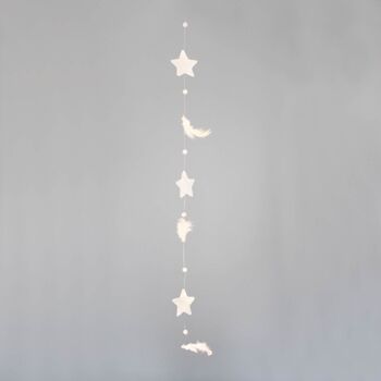 Décoration de fenêtre guirlande coquille étoiles blanc avec plumes 1