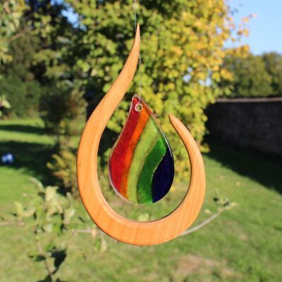 Wooden window decoration Colorful hanging raindrops