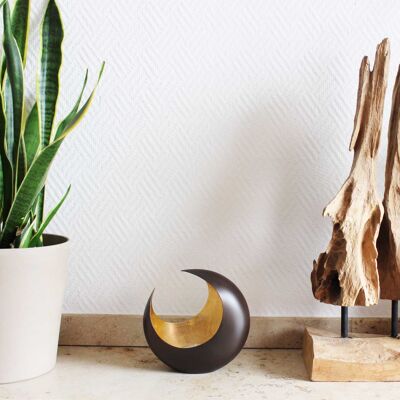 Tealight holder, Luna bronze / golden 14.5cm