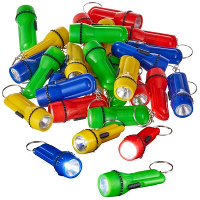 24 Llaveros Mini Antorcha / Linterna - Colores Surtidos