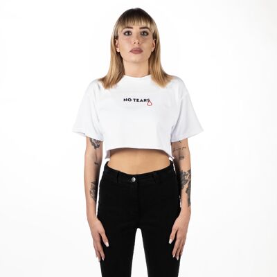 No Tears Cropped White Tee OVER