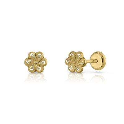 Boucles d'oreilles fleur en or 9 carats.