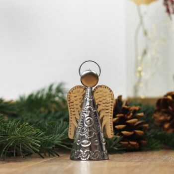 Ange argenté 11cm, ange gardien, décoration de Noël 2