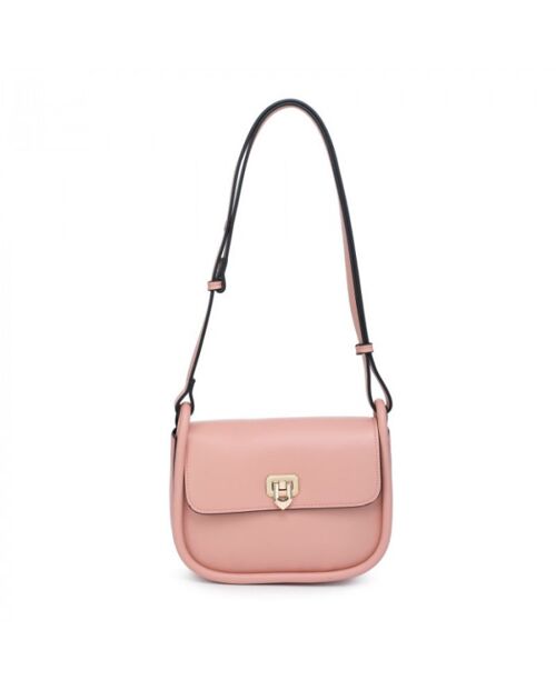 Quality New flap- over Shoulder bag vegan PU leather handbag with adjustable strap -OL2752P pink