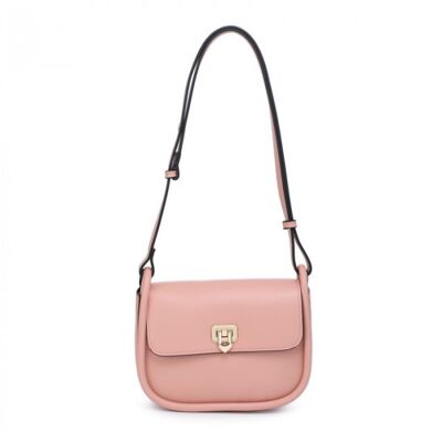 Quality New flap- over Shoulder bag vegan PU leather handbag with adjustable strap -OL2752P pink