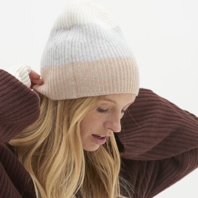 Cashmere Beanie in Striped