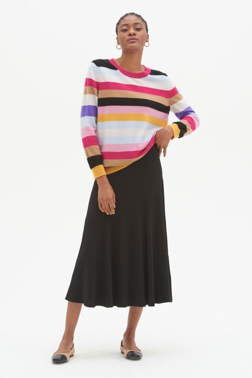 Relaxed Cashmere Crew Neck Sweater in Stripe