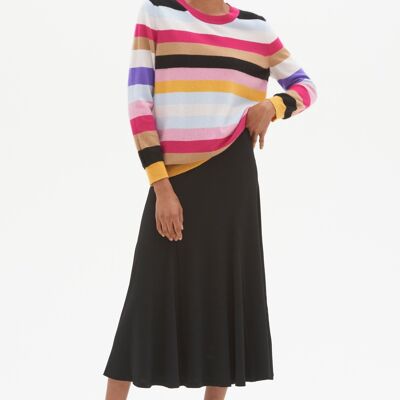 Relaxed Cashmere Crew Neck Sweater in Stripe