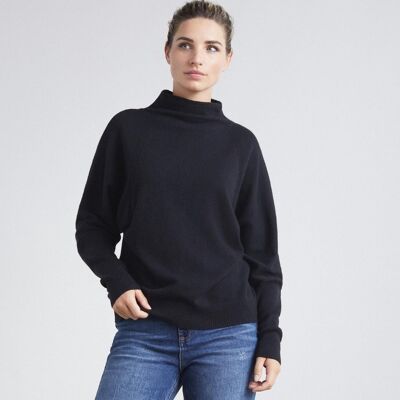 Lofty Cashmere Batwing Sweater in Black