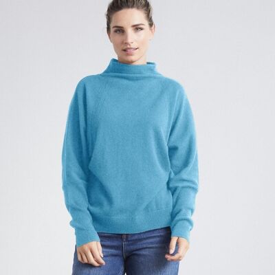 Lofty Cashmere Batwing Sweater in Ocean Blue