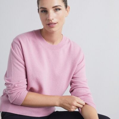 Cashmere Crew Neck Sweater in Cameo Pink