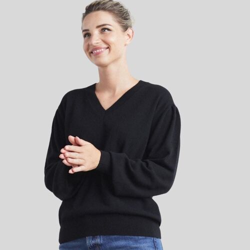 Cashmere V Neck Sweater in Black