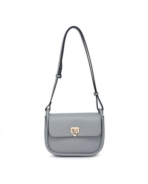 Quality New flap- over Shoulder bag vegan PU leather handbag with adjustable strap -OL2752P grey